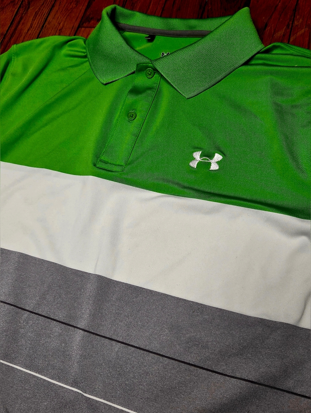 Under Armour Mens Large L Heat Gear Striped Multicolor Loose Fit Polo Shirt A1